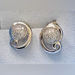 Textured Sterling Swirl Stud Earrings - Silver Tone